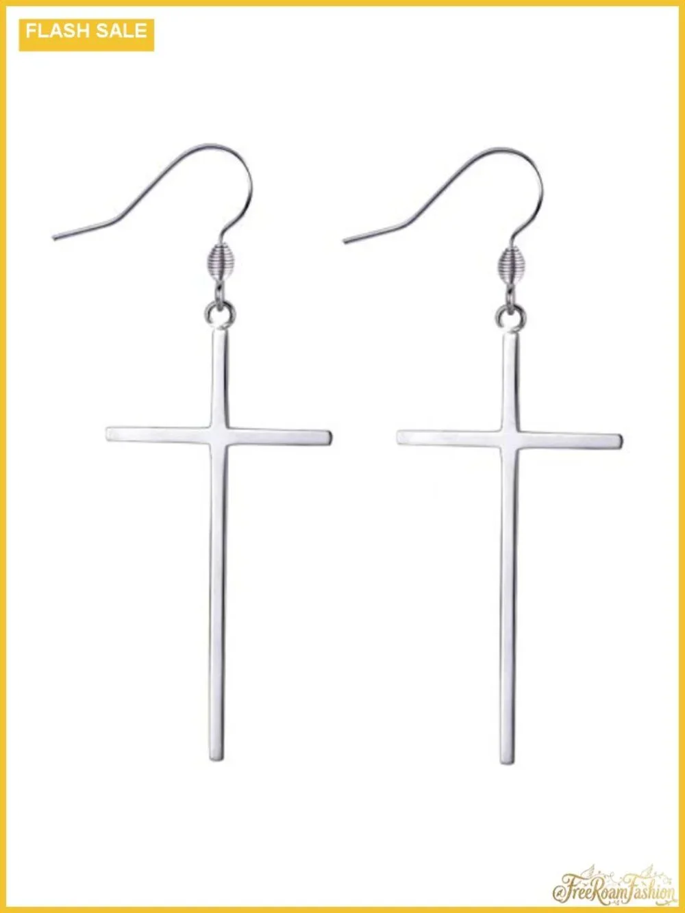 Stainless Steel Cross Dangle Earrings Hypoallergenic Long Drop Minimalist